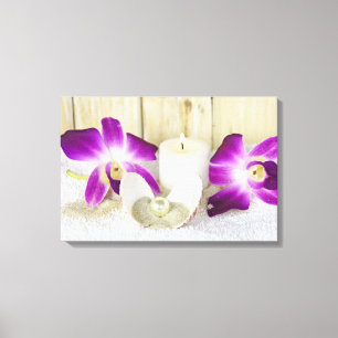 orchids and spa candle with seashell canvas print