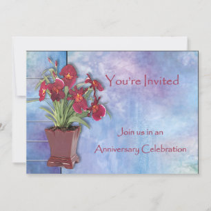 Orchids and Watercolor Anniversary Invitation
