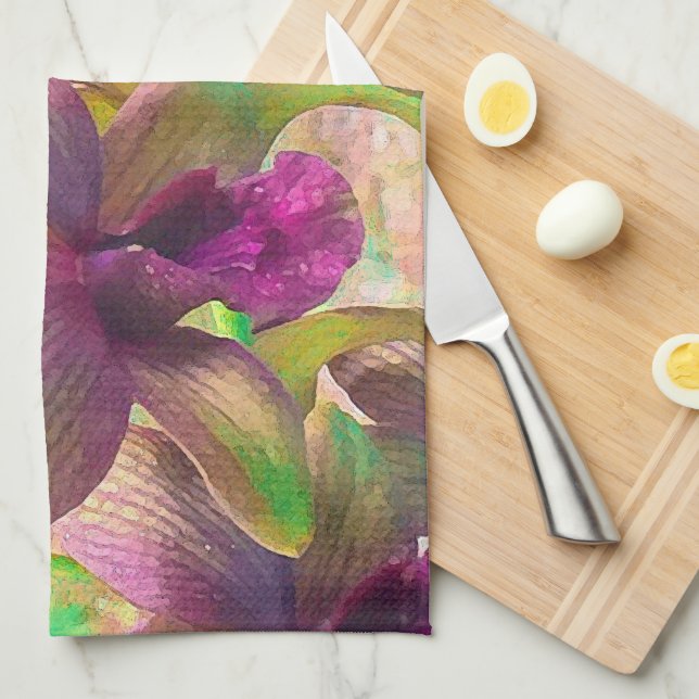 Orchids Blooming Tea Towel (Quarter Fold)