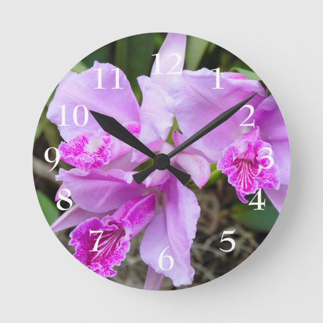 Orchids Blossom Round Clock (Front)