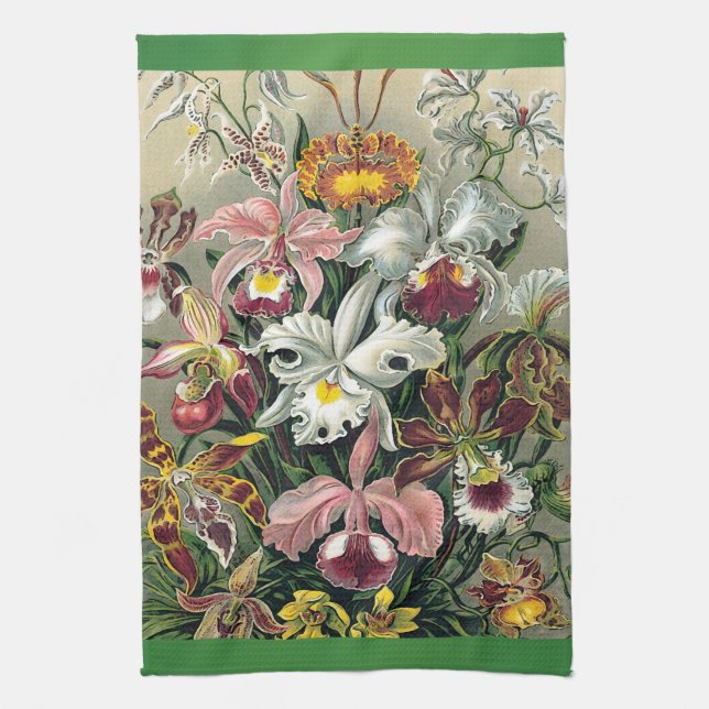 Orchids by Ernst Haeckel Tea Towel (Vertical)