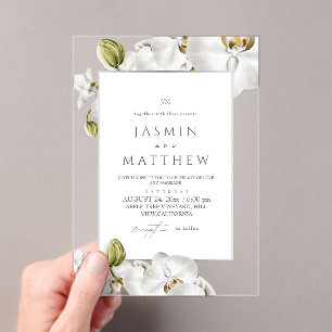 Orchids Frame Elegant Wedding Acrylic Invitations