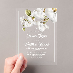 Orchids Frame Elegant Wedding  Acrylic Invitations