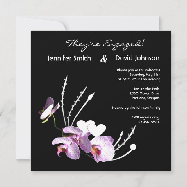 Orchids Ikebana Emgagement Announcement (Front)