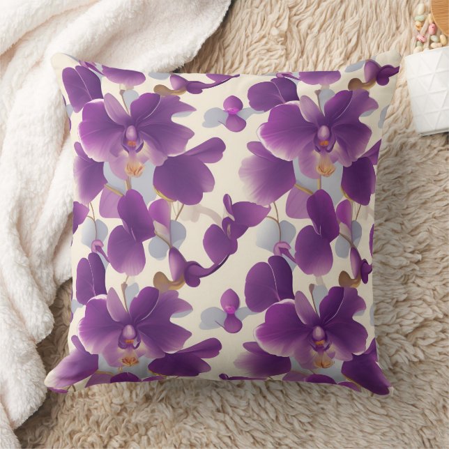 Orchids in Plum shade Cushion (Blanket)