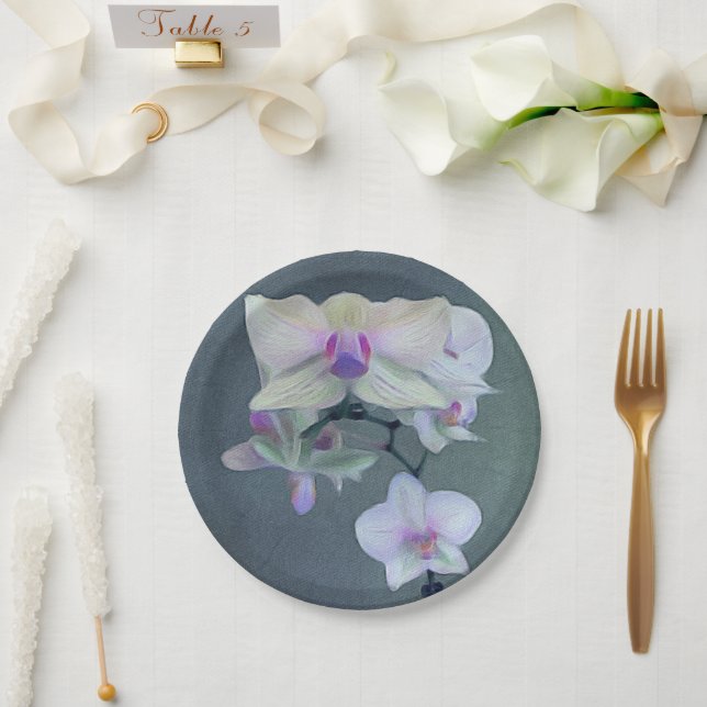 Orchids in Shades of Purple Paper Plate (Wedding)