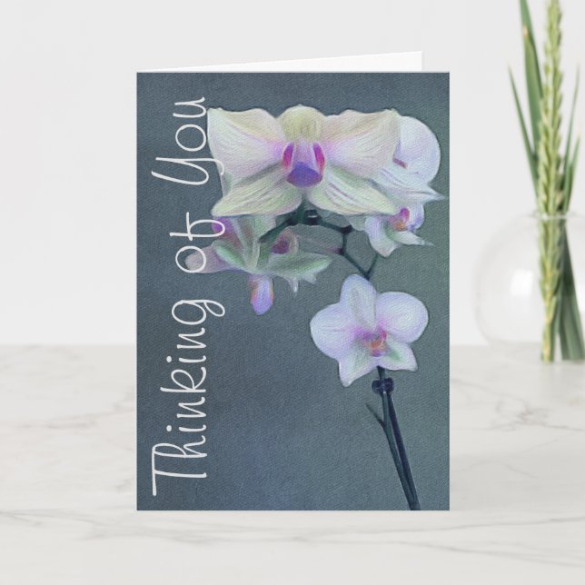 Orchids In Shades Of Purple Thinking Of You Custom Card (Front)