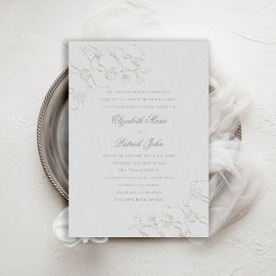 Orchids Ivory 2 Formal Traditional Parents Wedding Invitation
