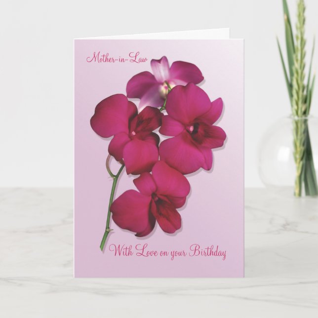 Orchids. Mother-in-Law Birthday Card (Front)