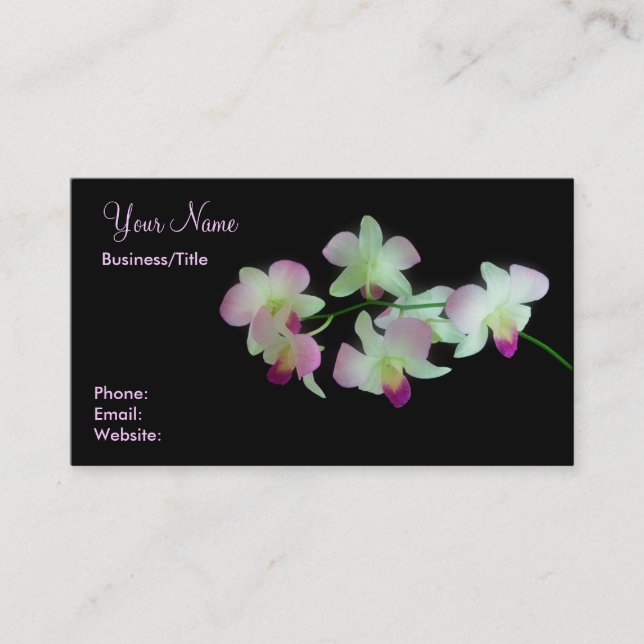 Orchids on Black Business Card (Front)