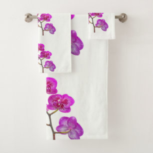 Orchids on Light Background Bath Towel Set