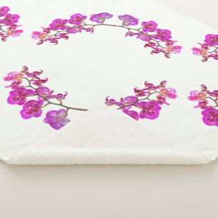 Orchids on Light Background Large Sherpa Blanket
