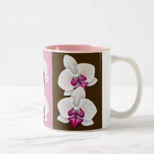 Orchids on Pink, Purple and Chocolate Brown - Mug
