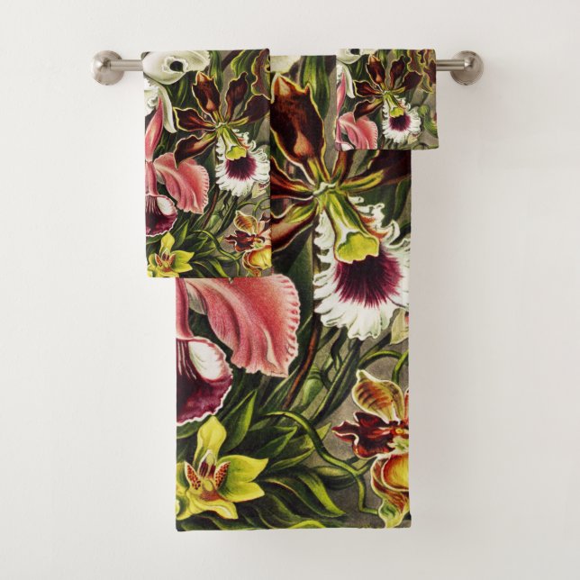 Orchids, Orchideae Denusblumen Ernst Haeckel  Bath Towel Set (Insitu)