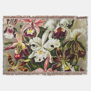 Orchids, Orchideae Denusblumen Ernst Haeckel  Throw Blanket