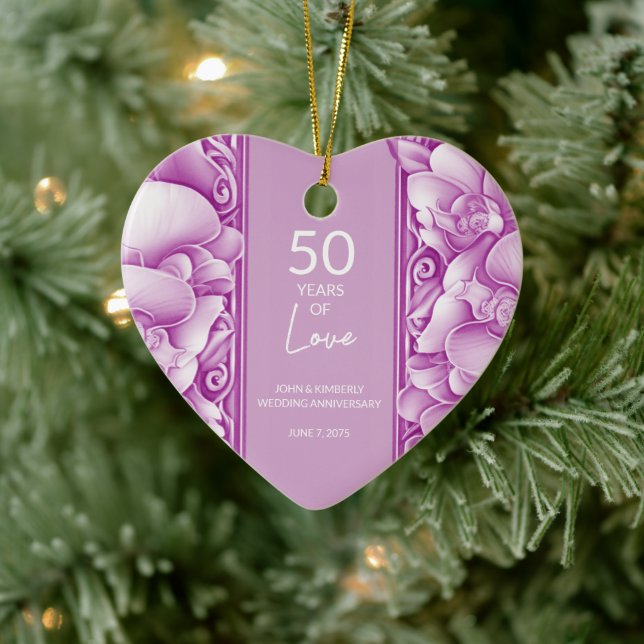 Orchids Ornate Wedding Anniversary Photo Ornament (Tree)