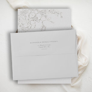 Orchids Reverie Ivory Formal Traditional Wedding Envelope