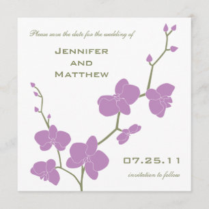 Orchids Save the Date - Vintage Olive and Violet