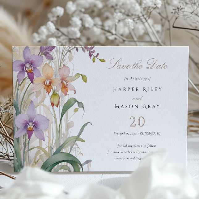 Orchids Save the Date Wedding Invitation (Creator Uploaded)
