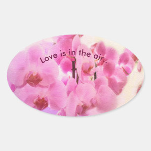 orchids. text. oval sticker