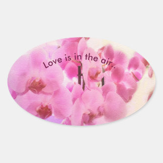 orchids. text. oval sticker