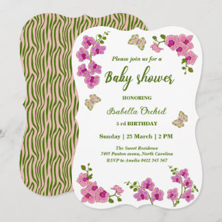 Orchids Tropical Butterfly Baby Shower  Invitation