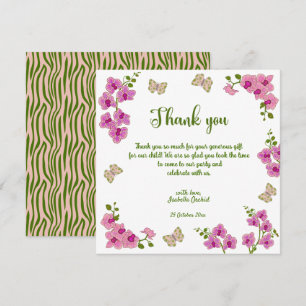 Orchids Tropical Butterfly Baby Shower Thank You