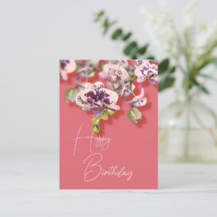 Orchids Tropical Floral Happy Birthday   Postcard