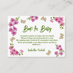 Orchids Tropical Purple Pink Gift Book for Baby Enclosure Card