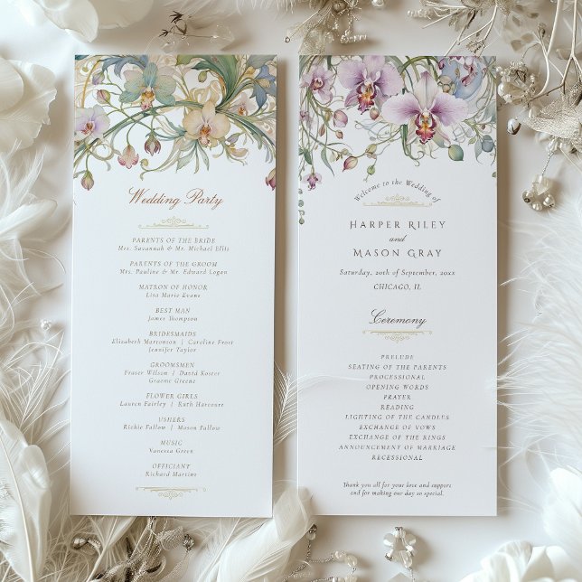 Orchids Wedding Ceremony Program Invitation (Creator Uploaded)