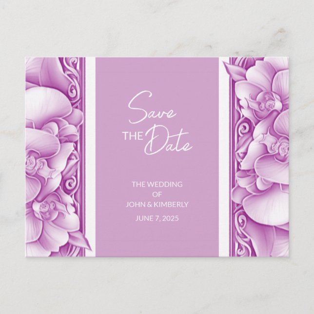 Orchids Wedding Ornate Announcement Postcard (Front)