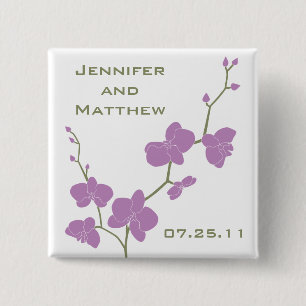Orchids Wedding Pin - Vintage Olive and Violet
