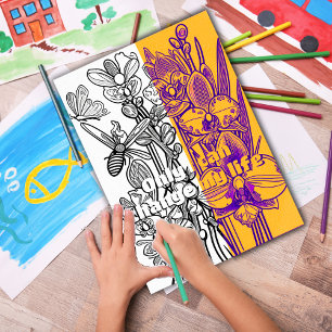 Orchids with Butterfly Colouring Page Printable Poster