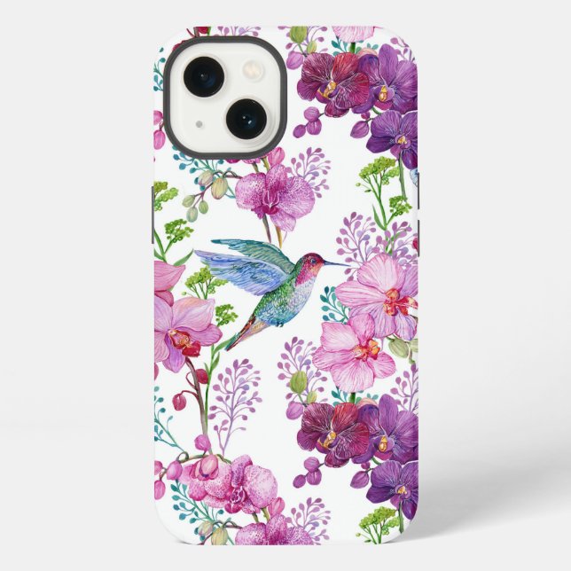 Orchids With Hummingbird  iPhone Case (Back)
