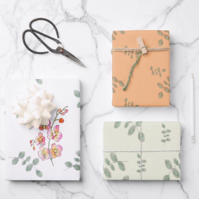 Orchids Wrapping Paper Sheet (Front)