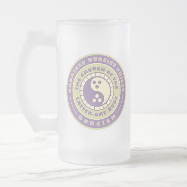 Ordained Dudeist Priest / Dudefish Frosted Mug (Left)