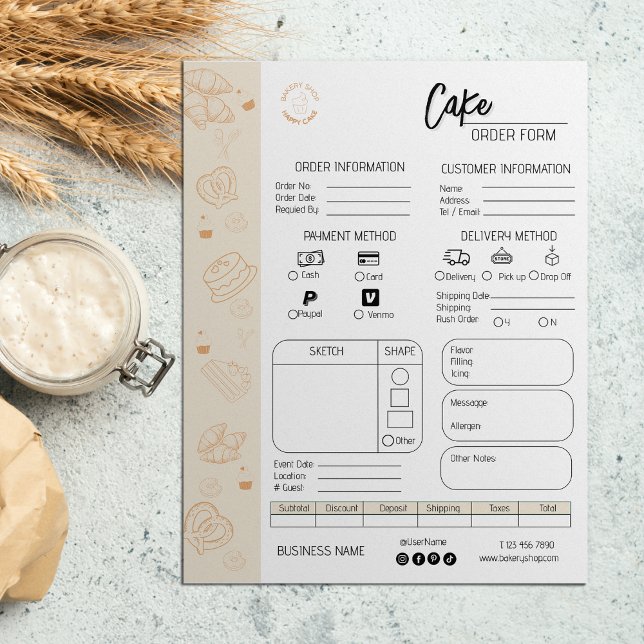 Order Form Bakery Small Business Wedding Cake  (Order Form Bakery Small Business Wedding Cake)
