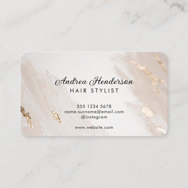 Order Hair Stylist Business Cards, Gold Beauty Business Card (Back)