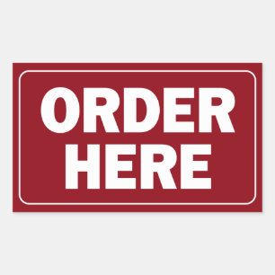 Order Here sign for restaurant or business Rectangular Sticker