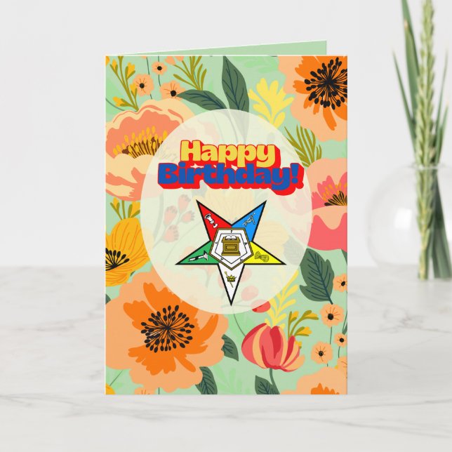 Order of Eastern Star Happy Birthday Card OES  (Front)