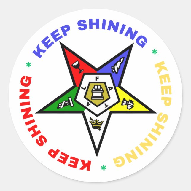 Order of Eastern Star Round Sticker  (Front)
