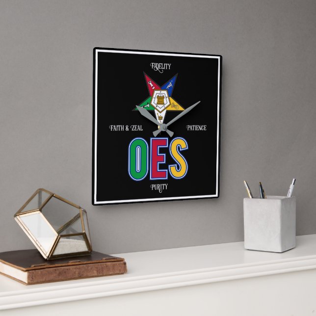 Order of Eastern Star Square Wall Clock (Office)