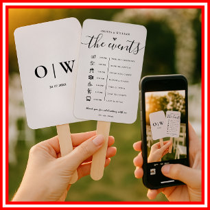Order of Events Elegant Wedding Program Hand Fan