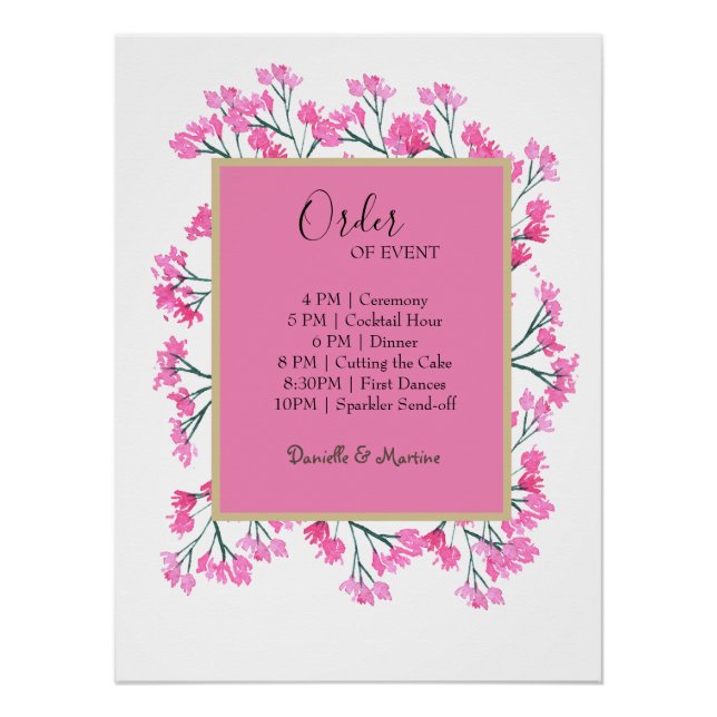 Order of Events Wedding Periwinkle Blue Wildflower Poster (Front)