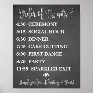 Order of Events Wedding Schedule Sign