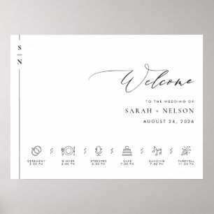 Order of Events Wedding Welcome Sign with Timeline