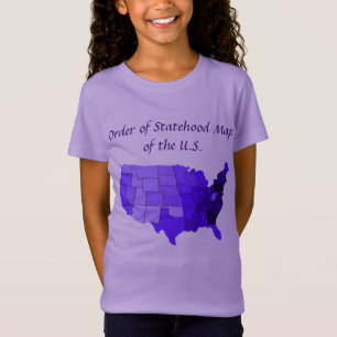 Order of Statehood Map of the U.S., custom tshirts