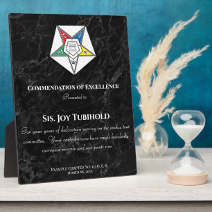 Order of the Eastern Star Award Plaque