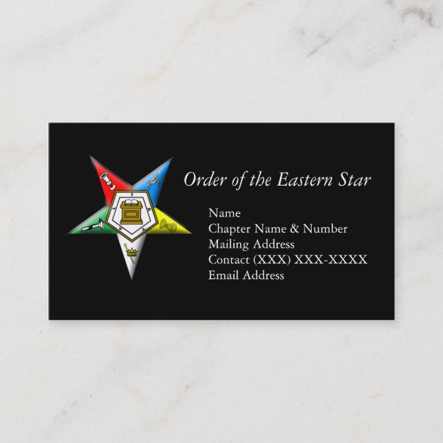 Order of the Eastern Star Business Card (Front)