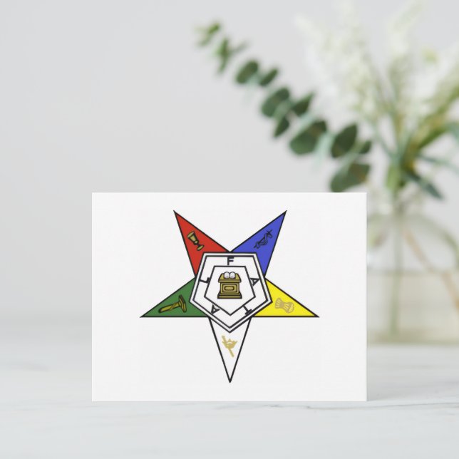 Order of the Eastern Star Emblem Postcard (Standing Front)